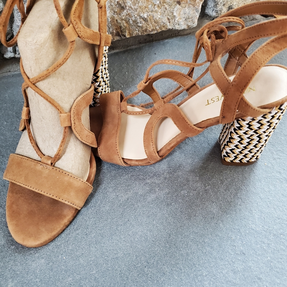 Suede strappy sandals,  VERY lightly worn
